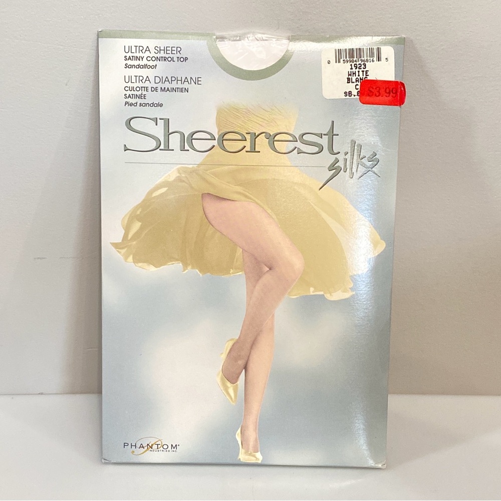 Phantom Sheerest Silks Sandalfoot Pantyhose New Old Stock Size C White.